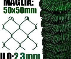 25mt-Rotolo Rete Metallica Zincata Plastificata "Maglia Sciolta"- Tipo Standard - H 125 cm