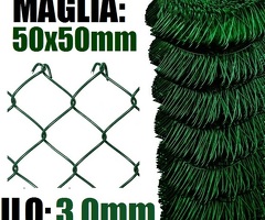 25mt-Rotolo Rete Metallica Zincata Plastificata "Maglia Sciolta"-Tipo Pesante - H 200 cm