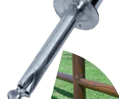 Supporto Zincato Per Ancoraggio Palo Tondo In Legno (100mm) Nel Terreno