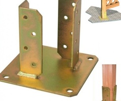 SUPPORTO PER PILASTRO IN LEGNO LAMELLARE IN ACCIAIO TROPICALIZZATO 120X120 MM