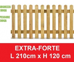 Steccato in Legno di Pino con Doghe - Dimensioni: L 210cm x H 120cm