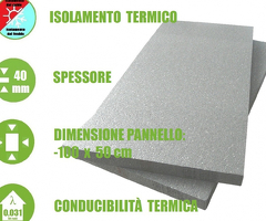 Pannello in EPS con Grafite 'Polistirene Espanso Sinterizzato' per Isolamento Termico -100x50x4 cm