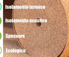 Rotolo in Sughero Naturale per Isolamento Termico/Acustico-20mx1mx3 mm