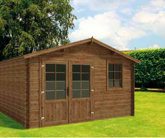 Casetta Da Giardino Ines In Legno D' Abete Impregnata Color Marrone E Essiccato- 400x400 cm - Italfr