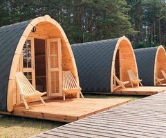 Casetta Camping Pod In Legno D' Abete Nordico(44mm) - cm 240x480cm - Pavimento Incluso - Italfrom320