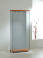 Vetrina Cristalli Temperati con Faretti e Schienale Blisterato  80x40x181cm LL OF818LB Made in Italy