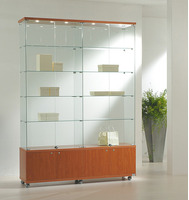 Vetrina Cristalli Temperati con Mobile e Faretti 157x40x220cm LL OF1622M Made in Italy