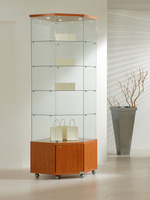 Vetrina Angolare Cristalli Temperati con Mobile e Faretti  68x68x220cm LL OF722M  Made in Italy