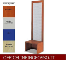 SCHIENALE (H.218) CON PANCA IN LAMIERA FORATA PER BLISTER dimensioni(64x46x h218) LINEA GLASS PRODUZ