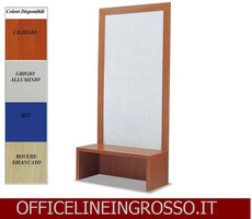 SCHIENALE (H.218) CON PANCA IN LAMIERA FORATA PER BLISTER dimensioni(120x46x h 218)  LINEA GLASS PRO