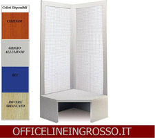 SCHIENALE ( H.218) CON PANCA  IN LAMIERA FORATA PER BLISTER dimensioni(90x90x h218)  LINEA GLASS PRO