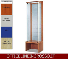 VETRINA IN CRISTALLO TEMPERATO(H.218) SCHIENALE DOGATO IN VETRO SATINATO E PANCA dim.(64X46X h218)SE