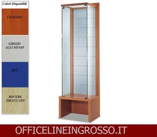 VETRINA IN CRISTALLO TEMPERATO(H.218) SCHIENALE DOGATO IN VETRO SATINATO E PANCA dim.(64X46X h218)SE