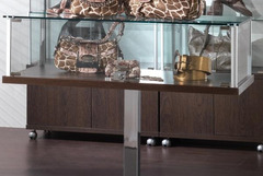 VETRINA IN CRISTALLO TEMPERATO CON PIANTANA CROMATA dimensioni(100X50X h100) SERIE ALLDES  MADE IN I - 3