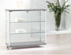 Bancone/Vetrina in  Cristallo Temperato con 2 Ripiani Regolabili in Altezza - 93X39X h92 - OF 93-B - 2