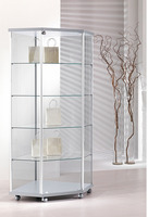 Vetrina in Cristallo Temperato con Ripiani Regolabili in Altezza -  Angolare -  dimensioni (73X73X h