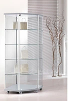 Vetrina in Cristallo Temperato con Ripiani Regolabili in Altezza -  Angolare -  dimensioni (73X73X h