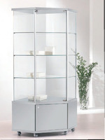 Vetrina in Cristallo Temperato con Ripiani Regolabili in Altezza -  Angolare con Mobile -  dimension