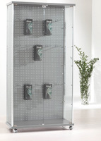 Vetrina in Cristallo Temperato Ripiani Regolabili in Altezza con Schienale Blisterato - dimensioni(9