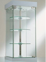 VETRINA DA BANCO  31x31x74 cm  CRISTALLI TEMPERATI CON RIPIANI GIREVOLI - FARETTI ALOGENI E  BASE A 