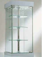 VETRINA DA BANCO  31x31x74 cm  CRISTALLI TEMPERATI CON RIPIANI GIREVOLI - FARETTI ALOGENI E  BASE A