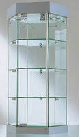 VETRINA DA BANCO Esagonale diametro36 x  h.74 cm CRISTALLI TEMPERATI CON 2 FARETTI ALOGENI- BASE A S