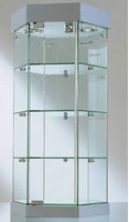 VETRINA DA BANCO Esagonale diametro36 x  h.74 cm CRISTALLI TEMPERATI CON 2 FARETTI ALOGENI- BASE A S