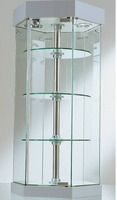 VETRINA DA BANCO ESAGONALE diametro36 x  h.70 cm CRISTALLI TEMPERATI RIPIANI GIREVOLI-2 FARETTI ALOG