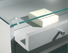 BANCO VENDITA CON 2 CASSETTI + 1 CASSETTO ESPOSITIVO L88xP46xH90 cm CRISTALLI TEMPERATI  made in Ita - 2