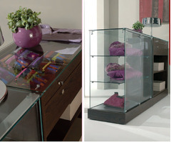 BANCO VENDITA VETRINA dimensioni: L143xP46xH90 cm   IN CRISTALLI TEMPERATI  made in Italy - 2