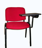 Poltrona - Sedia d' Attesa con Ribaltina in Tessuto Colore Rosso - 4