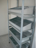 Scaffalatura per minuterie, completa, lunghezza 6 metri , altezza 2,00 mt, profondità 40 cm con 4 ri - 4