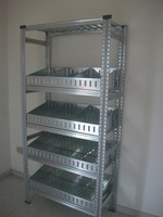 Scaffalatura per minuterie, completa, lunghezza 1,2 metri , altezza 2,00 mt, profondità 40 cm con 4  - 3