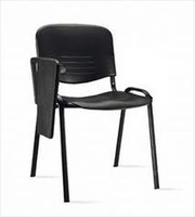 Poltrona - Sedia d' Attesa con Ribaltina in Tessuto Colore Nero - 3