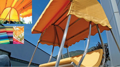 Dondolo da Giardino in Acciaio Inox Completo con Set Stoffa Gialla ed Imbottitura - 2