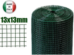 25mt-Rotolo Rete Metallica-Mini Zincata Plastificata - Maglia:mm13X13 -Filo:mm1,3 -H 100 cm