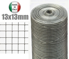 25mt-ROTOLO RETE METALLICA-MINI ZINCATA - MAGLIA:mm13X13 -FILO:mm1,0 - H 50 cm