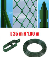 Recinzione Completa 25mt  Lineari Rete Metallica Plastificata (Rete h100 cm) (Maglia:mm50X50) con Pa