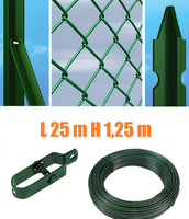 Recinzione Completa 25mt  Lineari Rete Metallica Plastificata (Rete h125 cm) (Maglia:mm50X50) con Pa