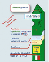 Paletto Recinzioni a 'T' in Ferro Plastificato Verde-Sezione mm30X30X3-Altezza 225 cm - 2