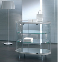 Banco Vetrina Ovale in Cristallo Temperato H 93 cm