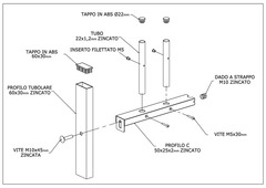 PANNELLO DI RECINZIONE MODULARE IN FERRO TUBOLARE ZINCATO - LINEA ARIZONA- H 100 x L  99,4 cm - 2