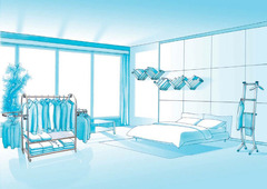 Guardaroba Carrello Porta Abiti in Acciaio Inox su Ruote  L=0.9m - 2