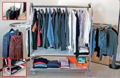 Guardaroba Carrello Porta Abiti in Acciaio Inox su Ruote  L=1.2m - 3