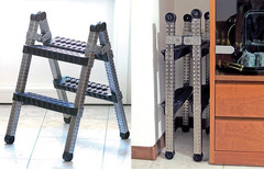 SCALETTA A LIBRO CON DUE GRADINI ACCIAIO INOX