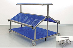 BANCARELLA MOBILE E   PIANI IN INOX L=1500 mm