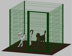 Recinto-Box Modulare per Cani in Ferro Zincato e Verniciato Verde-con Pali a Interrare - cm 200x200x