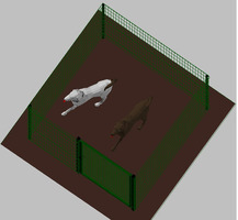 Recinto-Box Modulare per Cani in Ferro Zincato e Verniciato Verde-con Pali a Interrare - cm 200x200x - 3