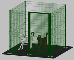 Recinto-Box Modulare per Cani in Ferro Zincato e Verniciato Verde-con Pali a Tassellare - cm 200x200