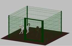 Recinto-Box Modulare per Cani in Ferro Zincato e Verniciato Verde-con Pali a Interrare - cm 200x200x